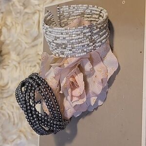 Beaded Cuff Bracelets Multi-Strand - Set Of 2.